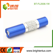 Factory Bulk Sale Housing Emergency Metal 1*AA Dry Battery Powered Promotional 1w led Small Torch Light with Diamond
